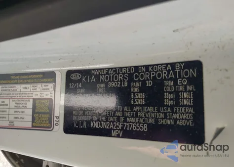 2015 Kia Soul from USA, damaged, VIN KNDJN2A25F7176558